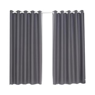 窗帘免打孔安装伸缩杆一整套卧室飘窗简约纯色遮光布简易短帘防晒