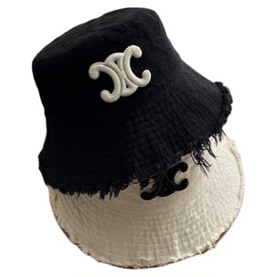 女ins韩版流苏毛边渔夫帽凯旋门帽子小香风遮阳盆帽显脸小潮帽