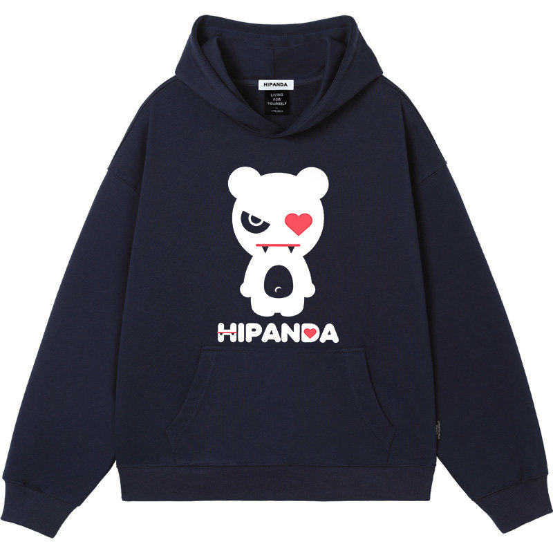 HIPANDA重磅连帽卫衣藏青宽松