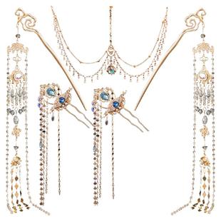 古风敦煌簪子掩鬓汉服飞天美子发饰美侠风眉心坠步摇流苏异域风情