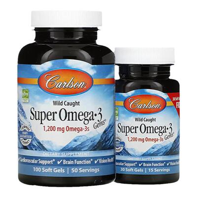 Carlson深海野生鱼油1200mg omega3眼睛记忆好心脏血管健康