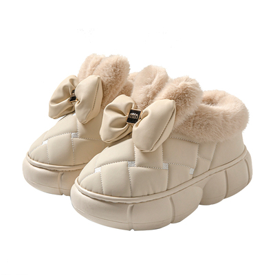 PU皮防水时尚蝴蝶结外穿雪地靴女