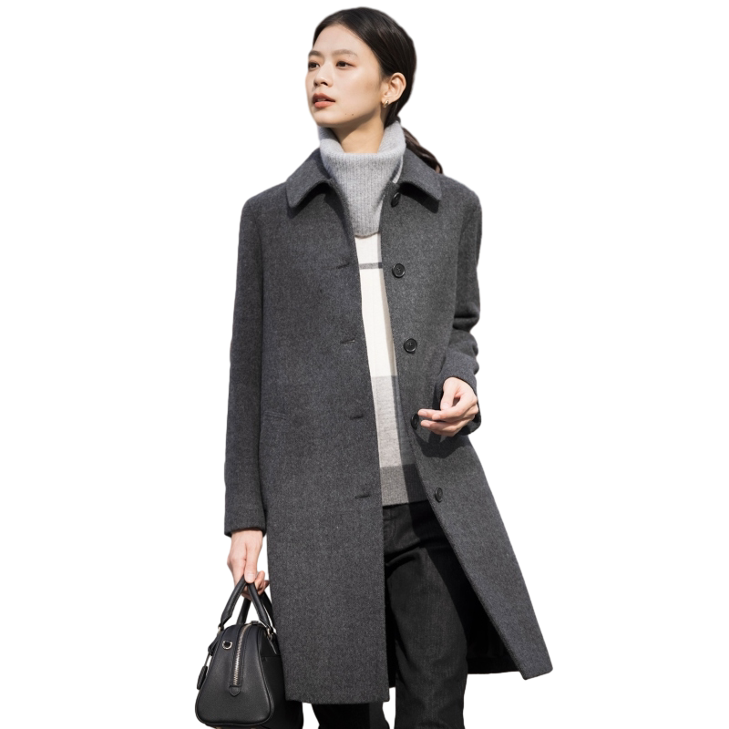 J.PRESS 日系羊毛女士大衣中长款毛呢双面呢外套日系轻奢ONWARD