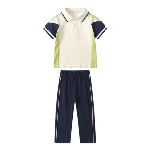 杏色夏季小学生校服班服运动套装幼儿园园服春秋款短袖三件套新款