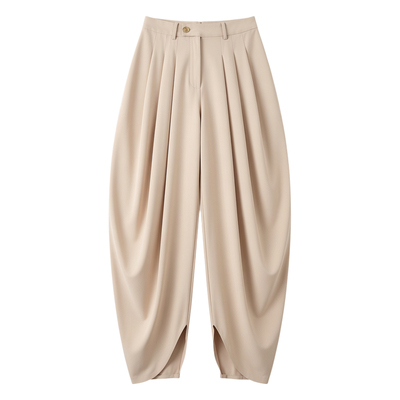 Solid color nine quarter flower bud pants 纯色阔腿九分花苞裤