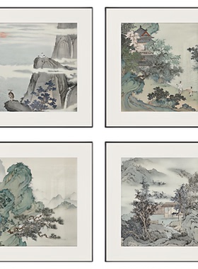 茶室新中式原创山水画装饰画