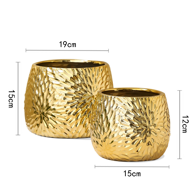 轻奢现代简约北欧金色陶瓷花瓶家花瓶