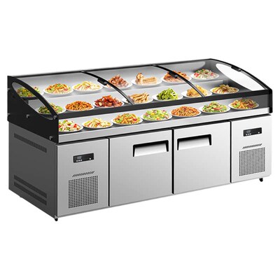 雪花商用三阶梯冰台展示柜熟食点菜柜烧烤冷藏柜水果捞保鲜凉菜柜