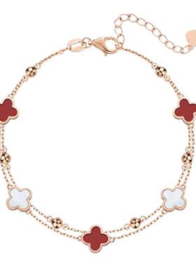 999纯银四叶草五花手链