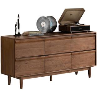 源氏木语实木斗柜家居立柜卧室储物柜胡桃木离地斗柜床尾落地边柜