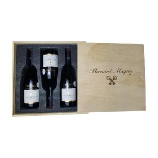 金奖波尔多教父签名限量版法国进口黑教皇圣诗南红葡萄酒三支木盒