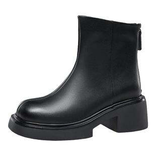 康奈鞋子马丁靴女款2024新款英伦风秋冬加绒厚底粗跟瘦瘦女士短靴