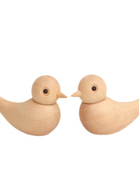 北欧榉木手工摆件实木小鸟工艺品