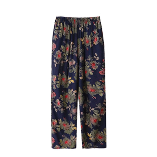 中老年绵绸裤夏薄款宽松大码妈妈人造棉长裤休闲裤奶奶外穿裤子女