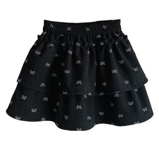 灯芯绒半身裙女童黑色短裙秋冬百褶裙儿童半裙蓬蓬裙冬季女宝裙子
