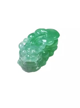 缅甸老坑翡翠满绿冰种霸王貔貅裸石玉吊坠男女款玉坠翡翠处理新款