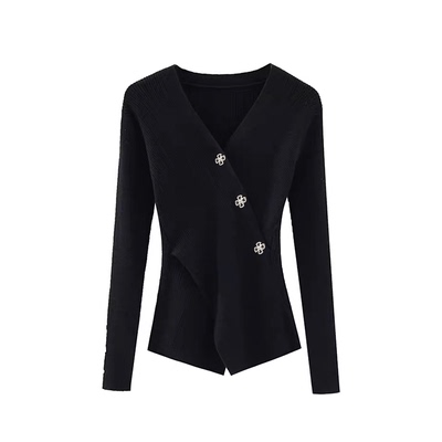 甜辣内搭羊绒衫黑色针织上衣