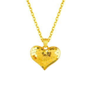 老凤祥黄金爱心项链女款爆闪足金碎冰冰吊坠锁骨链生日礼物送女友