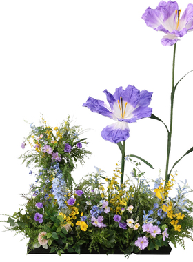 野花清新紫花艺橱窗造景仿真花丛
