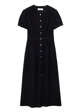 Dunst2026夏季新品女士短袖长裙褶皱装饰泡泡袖连衣裙UDDR6B221