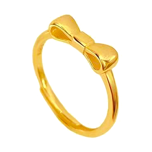 【钛钢不掉色】公主蝴蝶结戒指哑光金色高级感活口可调节女食指环