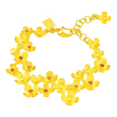 justgold镇金店恋之花黄金手链