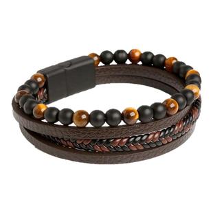 手链男编织天然黑曜石手饰串珠手镯手串男款轻奢小众送男朋友礼物