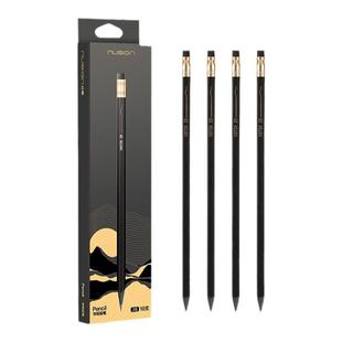 得力纽赛黑金黑木铅笔带橡皮头hb小学生专用一二年级学生2b儿童幼儿园学习文具用品练字考试涂卡笔