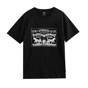 阿瞳牛社Levis李维斯美式双马印花logo短袖男款休闲圆领设计感T恤