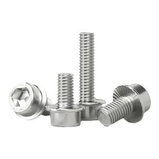 304不锈钢内六角法兰面螺丝圆柱头防滑螺栓法兰带垫带齿带边螺钉
