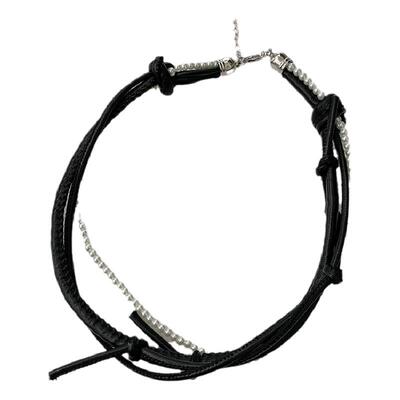 mona同款黑皮绳可调节混搭多层女