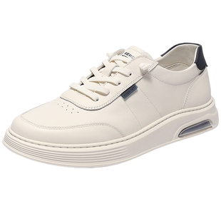 森达板鞋男夏新商场同款户外时尚厚底舒适休闲牛皮小白鞋K5H02BM5