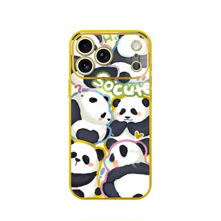 benefit趣味呆呆疑惑小熊猫适用于iphone17promax苹果16PRO晶盾磁吸手机壳15新款13套14冰川纹12防摔彩色边框