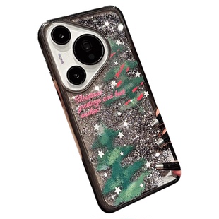 适用华为pura70pro+新款手机壳mate60pro+流沙圣诞树mate50/40pro网红女款p60全包防摔圣诞节装饰小礼物穿搭