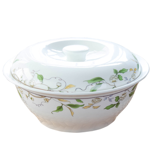 9英寸带盖圆形骨瓷汤盆品锅陶瓷餐具创意大号家用大碗汤碗可微波