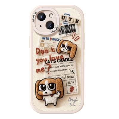 报纸毛绒比格小狗搞怪趣味手机壳