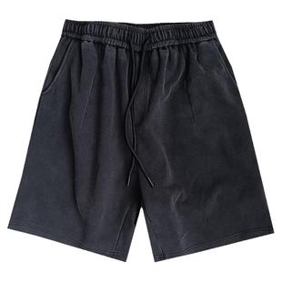 夏季休闲短裤男韩版新款水洗做旧个性字母印花裤子青年宽松五分裤