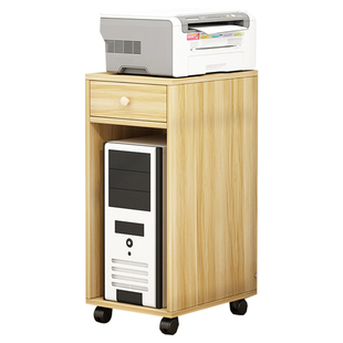 简约可移动主机柜打印机架抽屉柜木质主机架收纳架置物架实木柜子