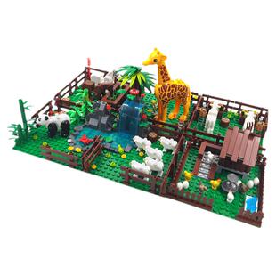 兼容国产 小颗粒农场鸡窝羊圈牛棚竹林熊猫马场景动物拼装MOC玩具