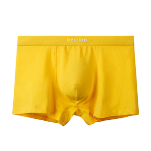 黄色内裤男一条装单条纯棉本命年蛇年全棉金色四角裤莫代尔平角裤