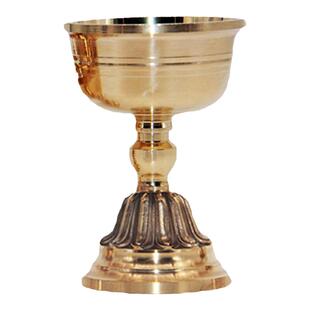 藏密坊 花脚酥油灯7号黄铜灯座供佛灯 6小时迷你佛堂摆件家用供灯