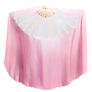 藕粉色渐变舞蹈真丝扇子西厢寻他古典舞胶州秧歌跳舞扇子加长绸扇