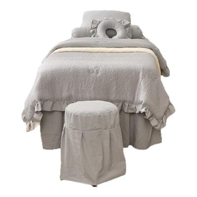 网红新款美容床罩四件套床罩高档奶油风A类小泡泡美容院专用床罩