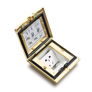 legrand罗格朗防水五孔电脑地插IP55阳台地脚插座隐藏二三插黄铜