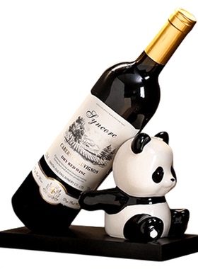 轻奢熊猫红酒架摆件酒柜装饰好物