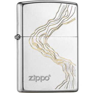 zippo正品打火机 川流不息官方防风煤油外壳新年送男友情人节礼物