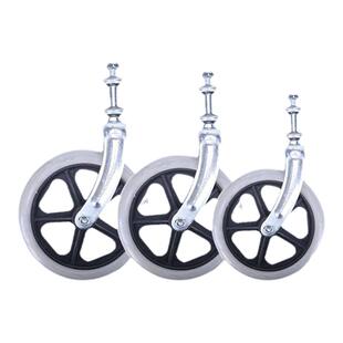 轮椅配件大全前轮前叉总成一套带轴承免充气6寸7寸8寸万向轮小轮