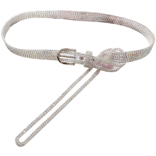 一条亮晶晶腰带 镶彩钻细腰带女士配裙子装饰衬衫百搭束腰带/腰封