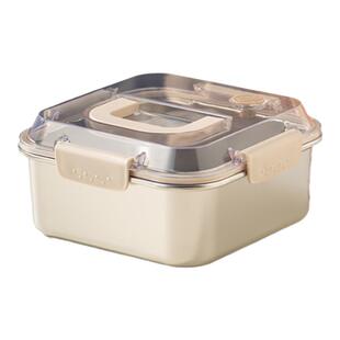 onlycook 304不锈钢保鲜盒手提方形密封盒冰箱专用水果收纳盒饭盒