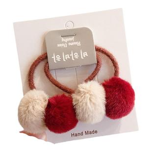 新年不伤发毛球发圈儿童皮筋女童发绳头花宝宝发饰头绳可爱头饰